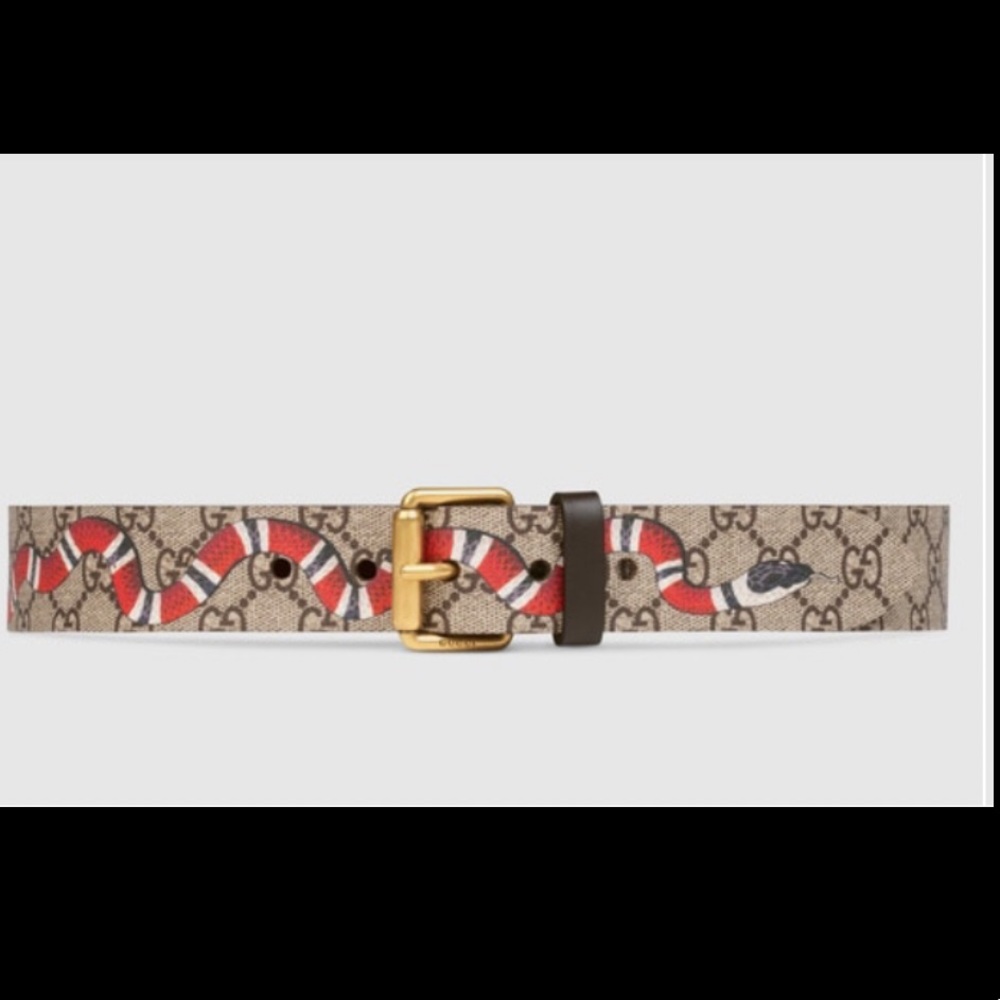 GG Supreme Gucci belt with Kingsnake print, EC, Authentic, Size 90-36.